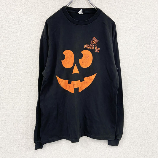 DELTA　長袖プリントTシャツ/ロンT　ハロウィン　両面プリント　黒　ブラック　Lサイズ