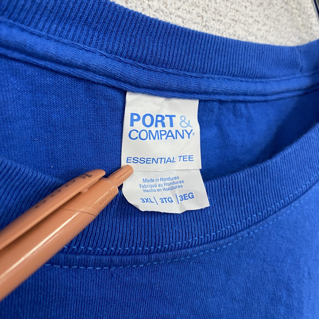 古着 used　PORT&COMPANY　長袖プリントTシャツ　ロンT　バレーボール　コットン100％　青　3XLサイズ
