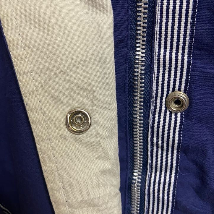 古着 used　長袖ハイネックブルゾン　厚手アウター　コート　ネイビー　秋冬服　レトロ　ビッグシルエット　XLサイズ