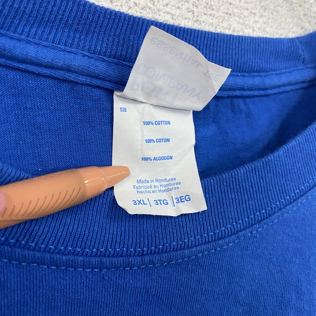古着 used　PORT&COMPANY　長袖プリントTシャツ　ロンT　バレーボール　コットン100％　青　3XLサイズ