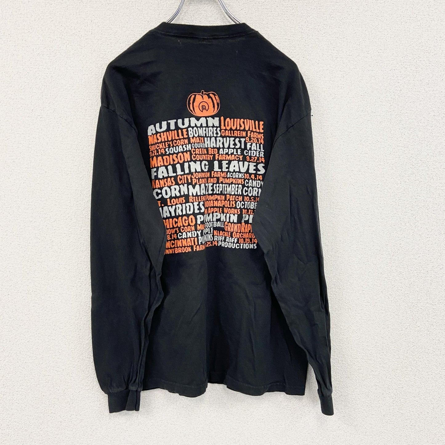 DELTA　長袖プリントTシャツ/ロンT　ハロウィン　両面プリント　黒　ブラック　Lサイズ