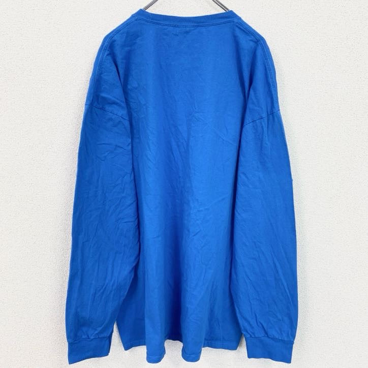 古着 used　PORT&COMPANY　長袖プリントTシャツ　ロンT　バレーボール　コットン100％　青　3XLサイズ
