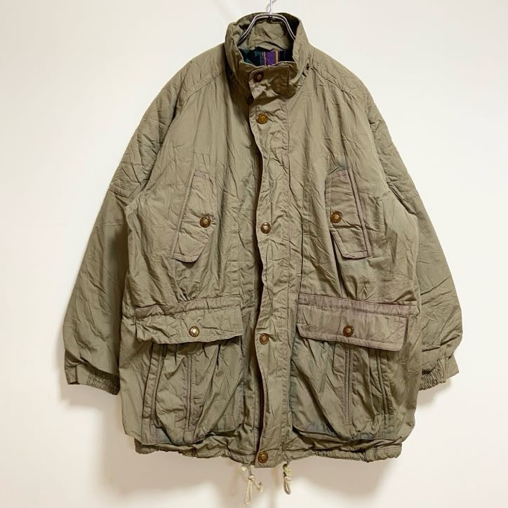 古着 used　IN CROWD　長袖ハイネックブルゾン　厚手アウター　ベージュ　黄土色　秋冬服　ビッグシルエット　XLサイズ