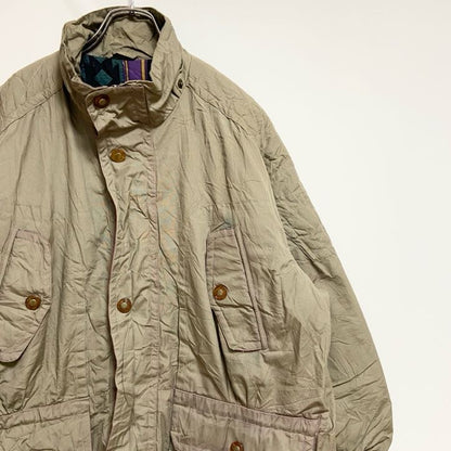 古着 used　IN CROWD　長袖ハイネックブルゾン　厚手アウター　ベージュ　黄土色　秋冬服　ビッグシルエット　XLサイズ
