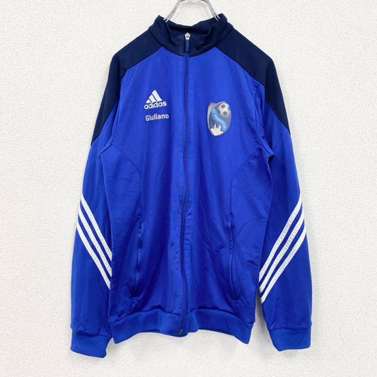 古着 used　adidas　アディダス　長袖トラックジャケット　スポーツ　サッカー　ジャージ　ロゴ刺繍　青　ブルー　Mサイズ