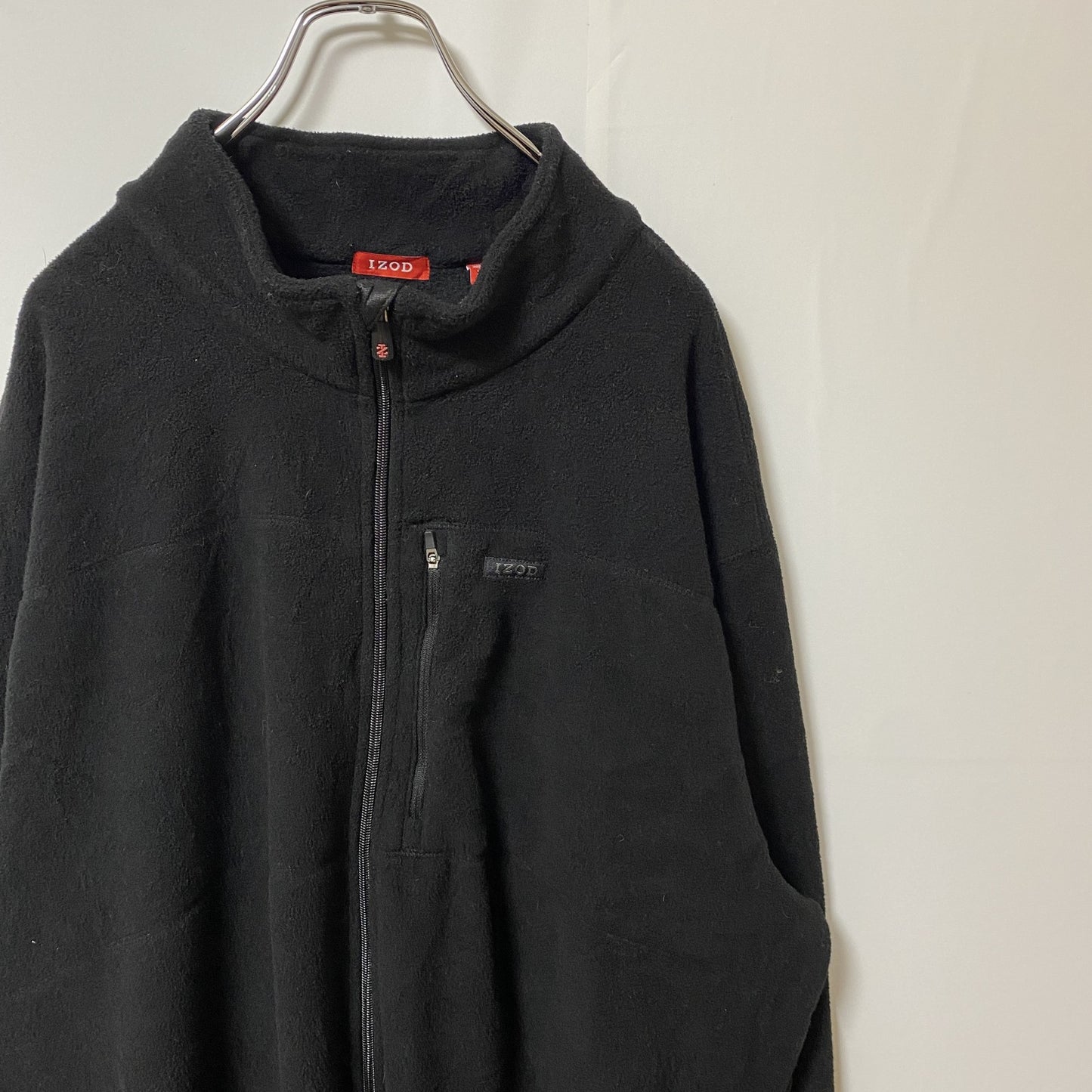 IZOD　アイゾッド　フリースジャケット/ボアジャケット　ワンポイント　黒　ブラック　2XLTサイズ　オーバーサイズ　2XLサイズ