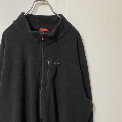 IZOD　アイゾッド　フリースジャケット/ボアジャケット　ワンポイント　黒　ブラック　2XLTサイズ　オーバーサイズ　2XLサイズ