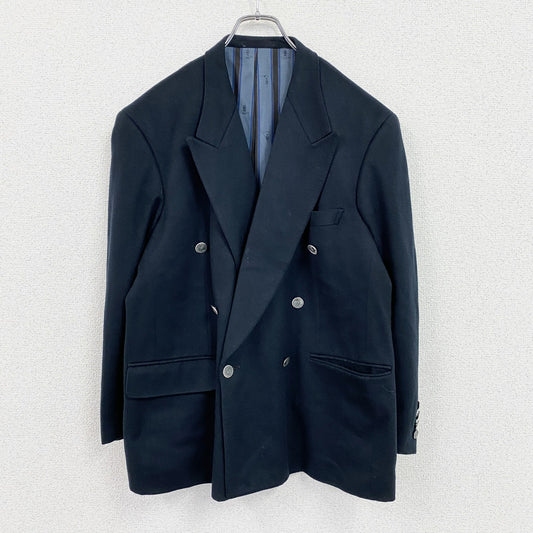TRUSSARDI　トラサルディ　カシミヤダブルテーラードジャケット　ブレザー　紺　ネイビー