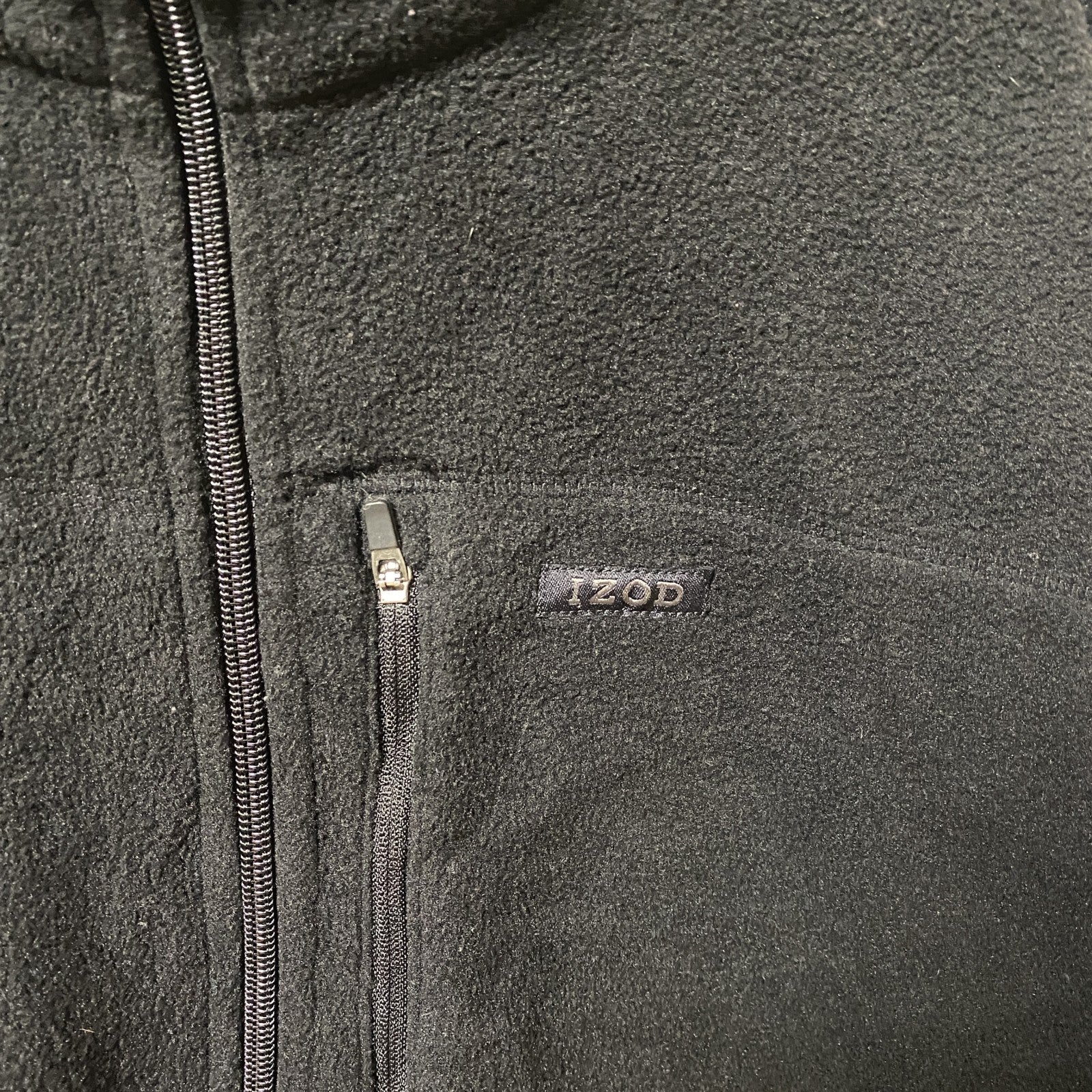 IZOD　アイゾッド　フリースジャケット/ボアジャケット　ワンポイント　黒　ブラック　2XLTサイズ　オーバーサイズ　2XLサイズ