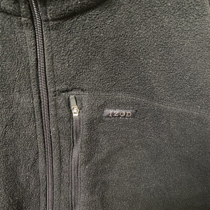 IZOD　アイゾッド　フリースジャケット/ボアジャケット　ワンポイント　黒　ブラック　2XLTサイズ　オーバーサイズ　2XLサイズ