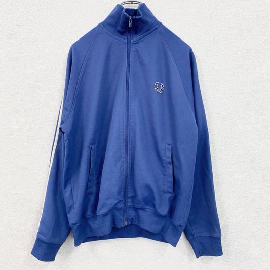 古着 used　FRED PERRY　長袖トラックジャケット　スポーツ　ジャージ　ワンポイントロゴ刺繍　青　ブルー　Sサイズ
