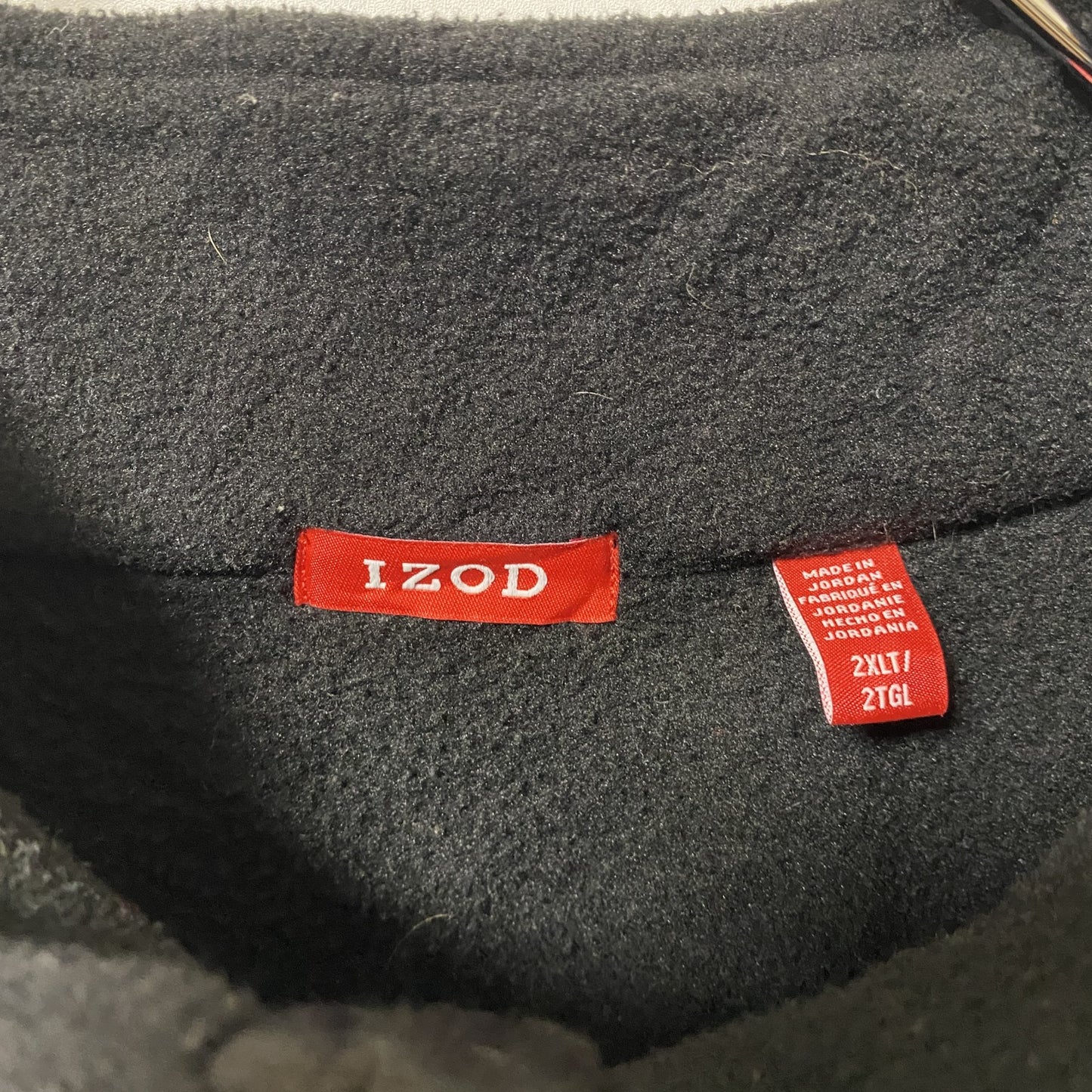 IZOD　アイゾッド　フリースジャケット/ボアジャケット　ワンポイント　黒　ブラック　2XLTサイズ　オーバーサイズ　2XLサイズ