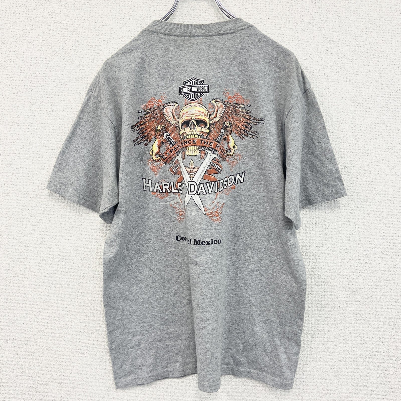 古着 used　HARLEY DAVIDSON　ハーレーダビッドソン　半袖両面プリントTシャツ　灰色　グレー　Lサイズ