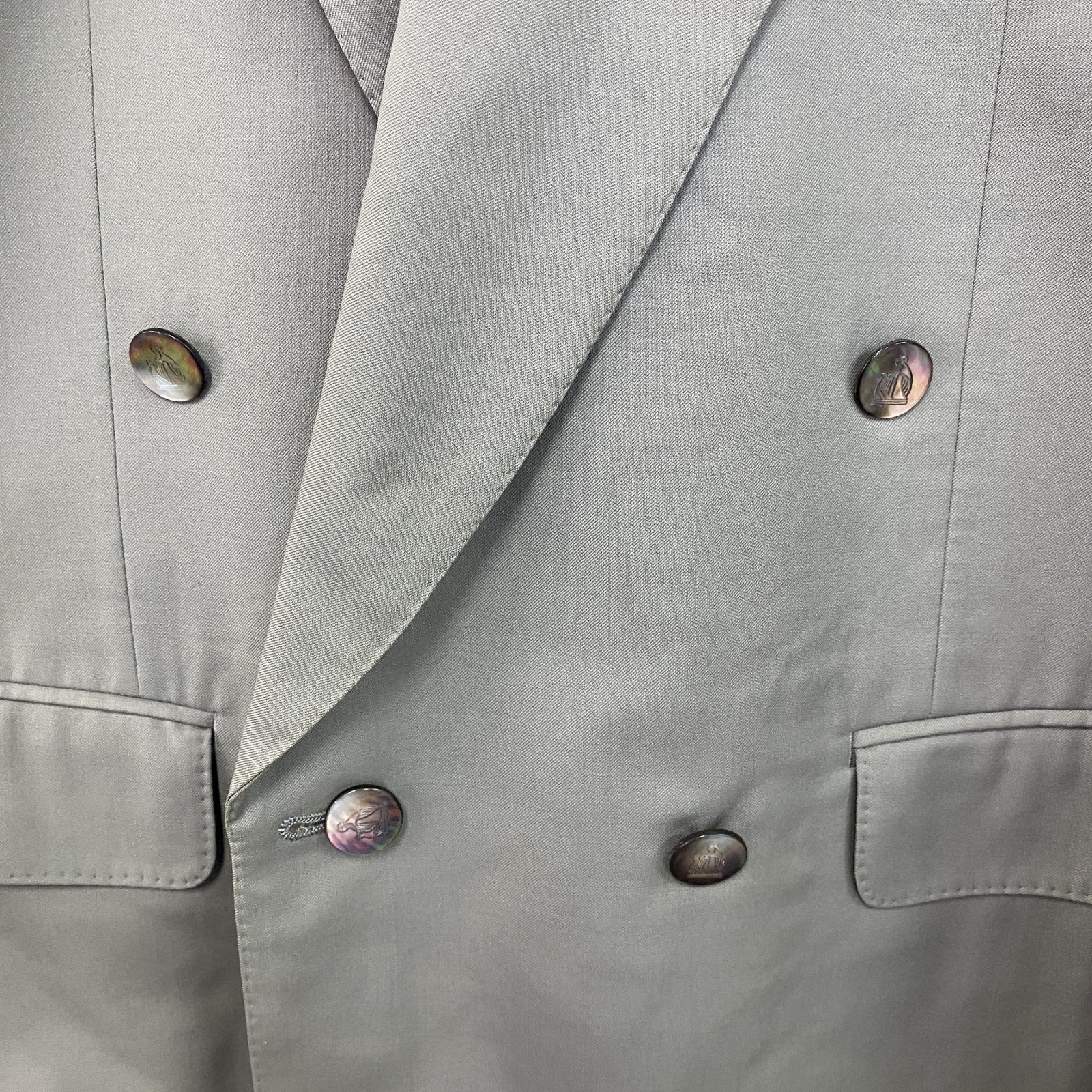 LANVIN　ランバン　ダブルスーツ　セットアップ　ヴィンテージ　グレー　カーキ　Sサイズ