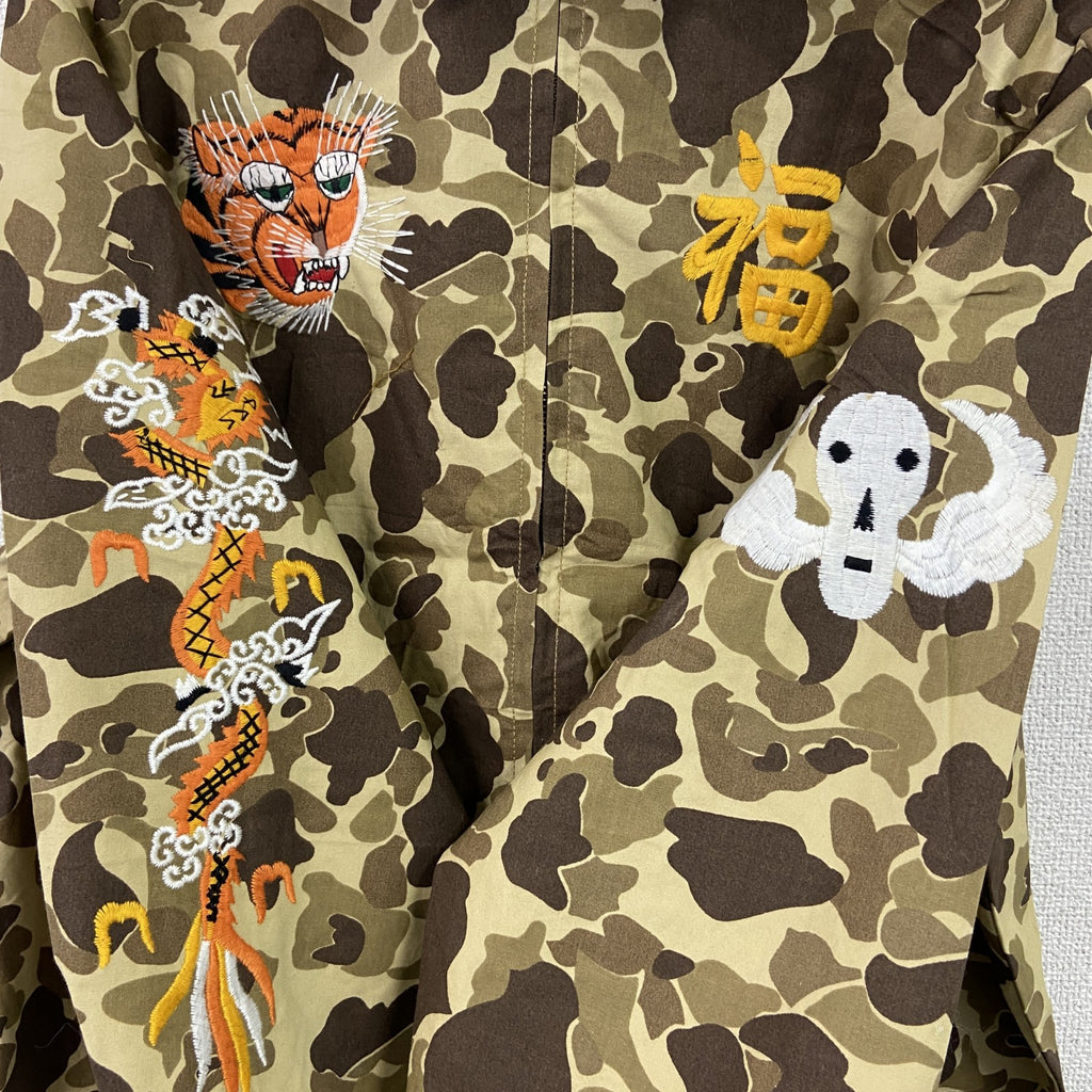 ベトジャン　ベトナムジャケット　スーベニアジャケット　ブルゾン　レプリカ　リメイク　刺繍　迷彩　カモフラージュ　XLサイズ