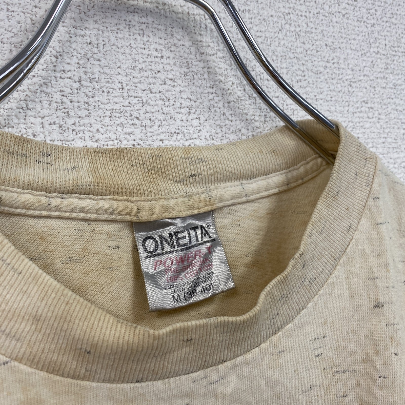 古着 used　90s　ONEITA　POWER-T　半袖プリントTシャツ　ラスベガス　LAS VEGAS　ベージュ　Mサイズ
