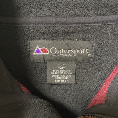 ～90s　Outersport　ハーフジップフリースジャケット/ボアジャケット　ハの字ポケット　ワンポイント　ボルドー　XLサイズ