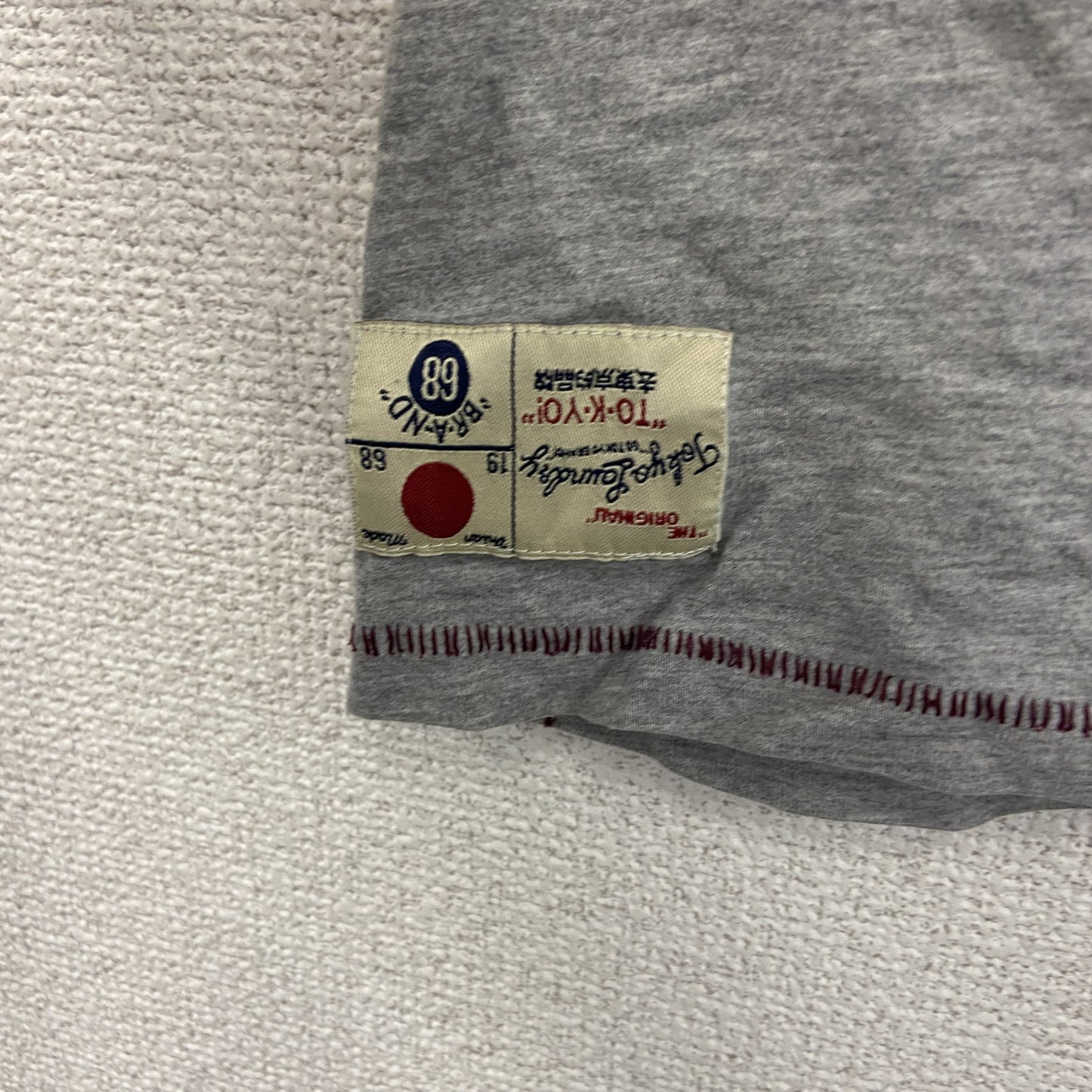 LAUNDRY　半袖リンガーTシャツ　シングルステッチ　前V　灰色　グレー　Lサイズ