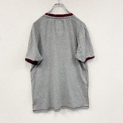 LAUNDRY　半袖リンガーTシャツ　シングルステッチ　前V　灰色　グレー　Lサイズ