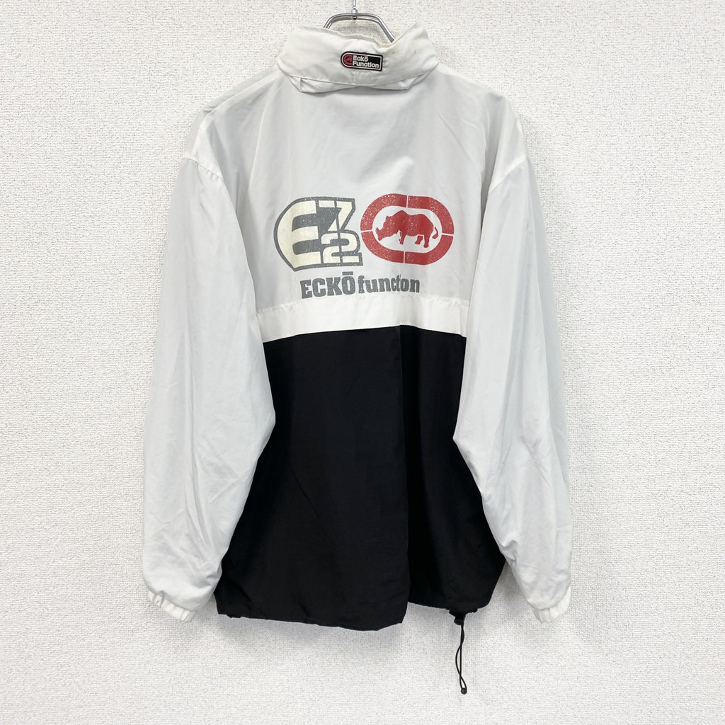 ECKO　エコーアンリミテッド　フルジップジャケット　デカロゴ　黒　ブラック　白　ホワイト　Lサイズ