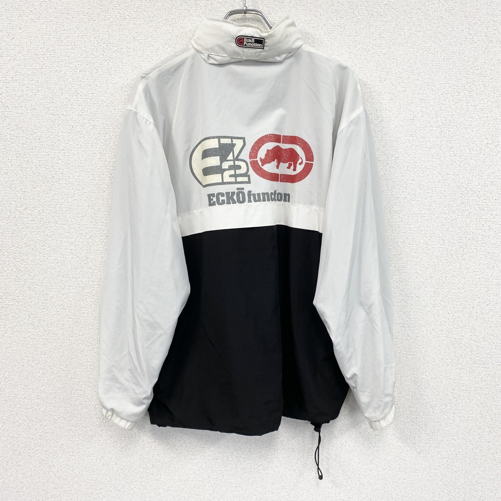 ECKO　エコーアンリミテッド　フルジップジャケット　デカロゴ　黒　ブラック　白　ホワイト　Lサイズ