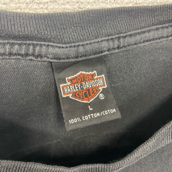 00s　HARLEY DAVIDSON　ハーレーダビッドソン　半袖両面プリントTシャツ　黒　ブラック　Lサイズ