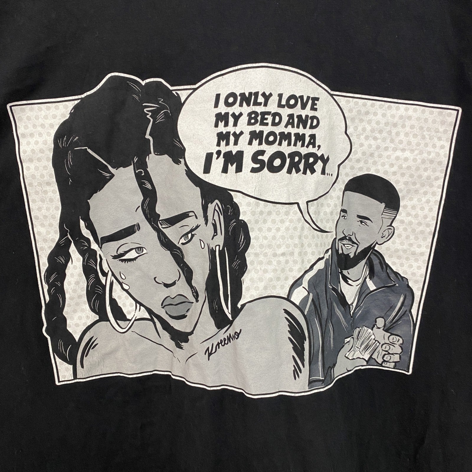 古着 used　Mistee Tee　半袖イラストプリントTシャツ　コミック　黒　ブラック　カジュアルデザイン　Mサイズ