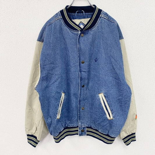 ～90s　GEAR　デニムスタジャン　ヴィンテージ　インディゴ　ベージュ　Lサイズ