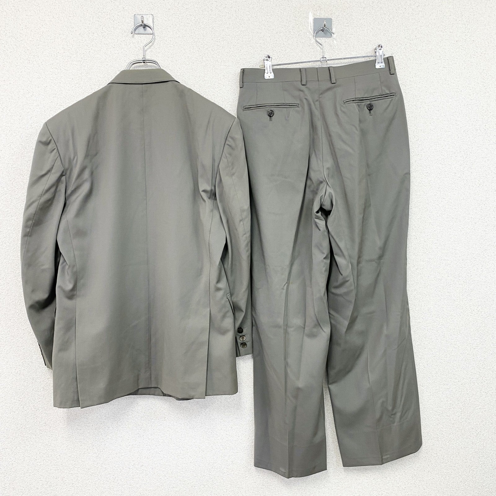 LANVIN　ランバン　ダブルスーツ　セットアップ　ヴィンテージ　グレー　カーキ　Sサイズ