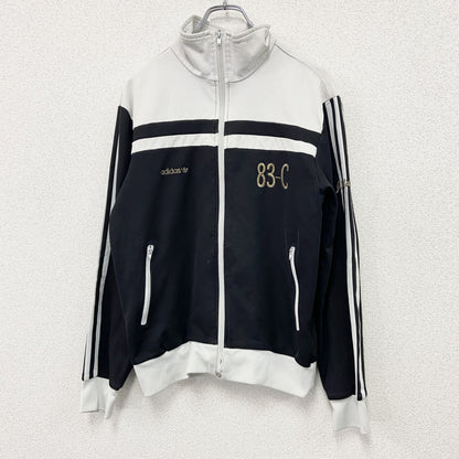 00s　adidas　アディダス　トラックジャケット/ジャージ　刺繍ロゴ　ヴィンテージ　黒　ブラック　白　ホワイト　Mサイズ