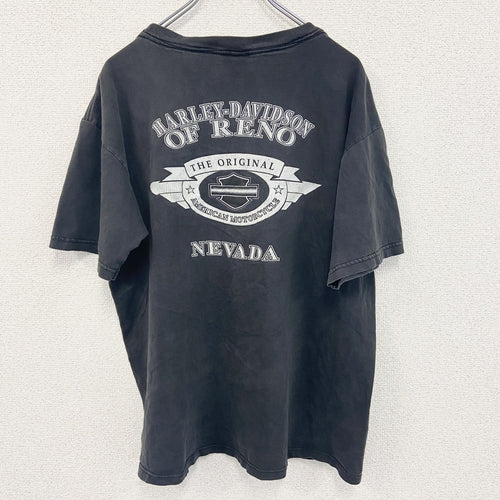 00s　HARLEY DAVIDSON　ハーレーダビッドソン　半袖両面プリントTシャツ　黒　ブラック　Lサイズ