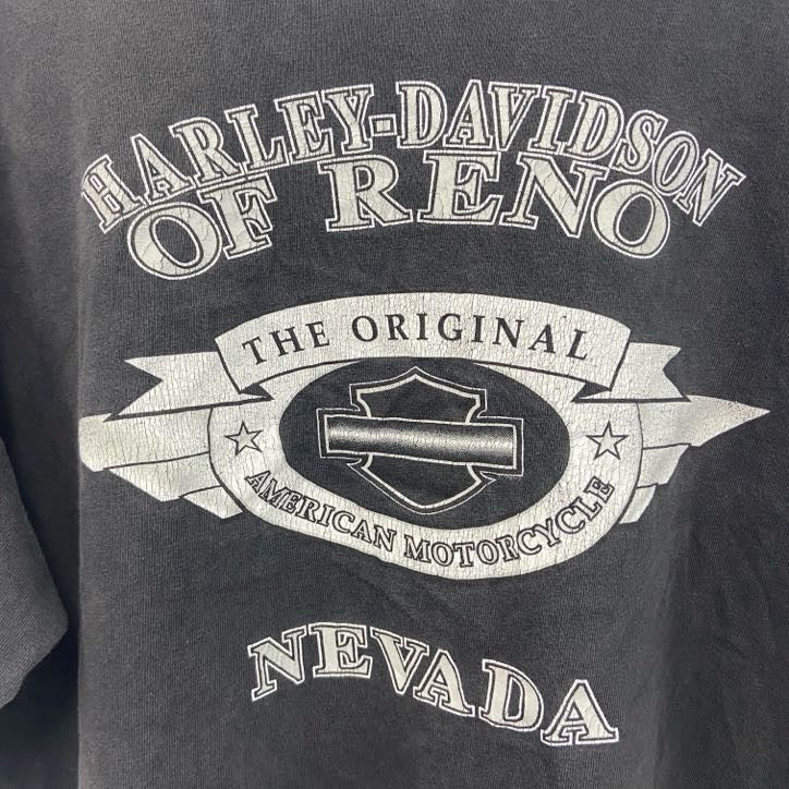 00s　HARLEY DAVIDSON　ハーレーダビッドソン　半袖両面プリントTシャツ　黒　ブラック　Lサイズ