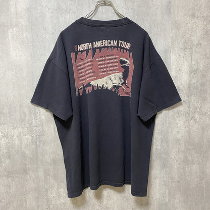 古着 used　半袖アニマル柄プリントTシャツ　恐竜　バックプリント　レトロデザイン　クルーネック　ビッグシルエット　XLサイズ