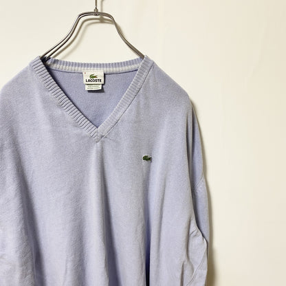 LACOSTE ラコステ　長袖Vネックニット　セーター　ワンポイントロゴ刺繍　オーバーサイズ　XXLサイズ
