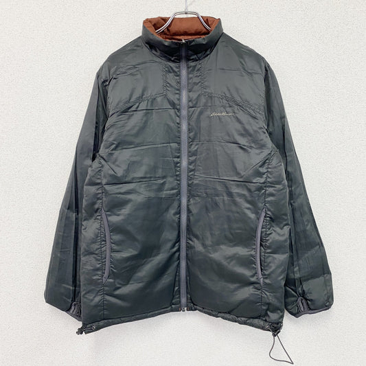 Eddie Bauer　エディーバウアー　リバーシブルダウンジャケット　ダウン85%　リップストップ　黒　ブラック　オレンジ　Mサイズ