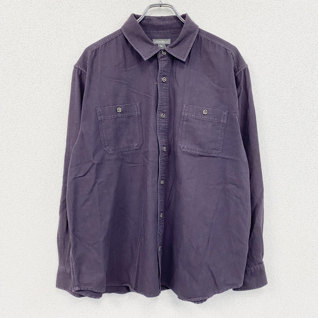 Eddie Bauer　エディーバウアー　長袖シャツ　2つポケット　紫　パープル　XLサイズ