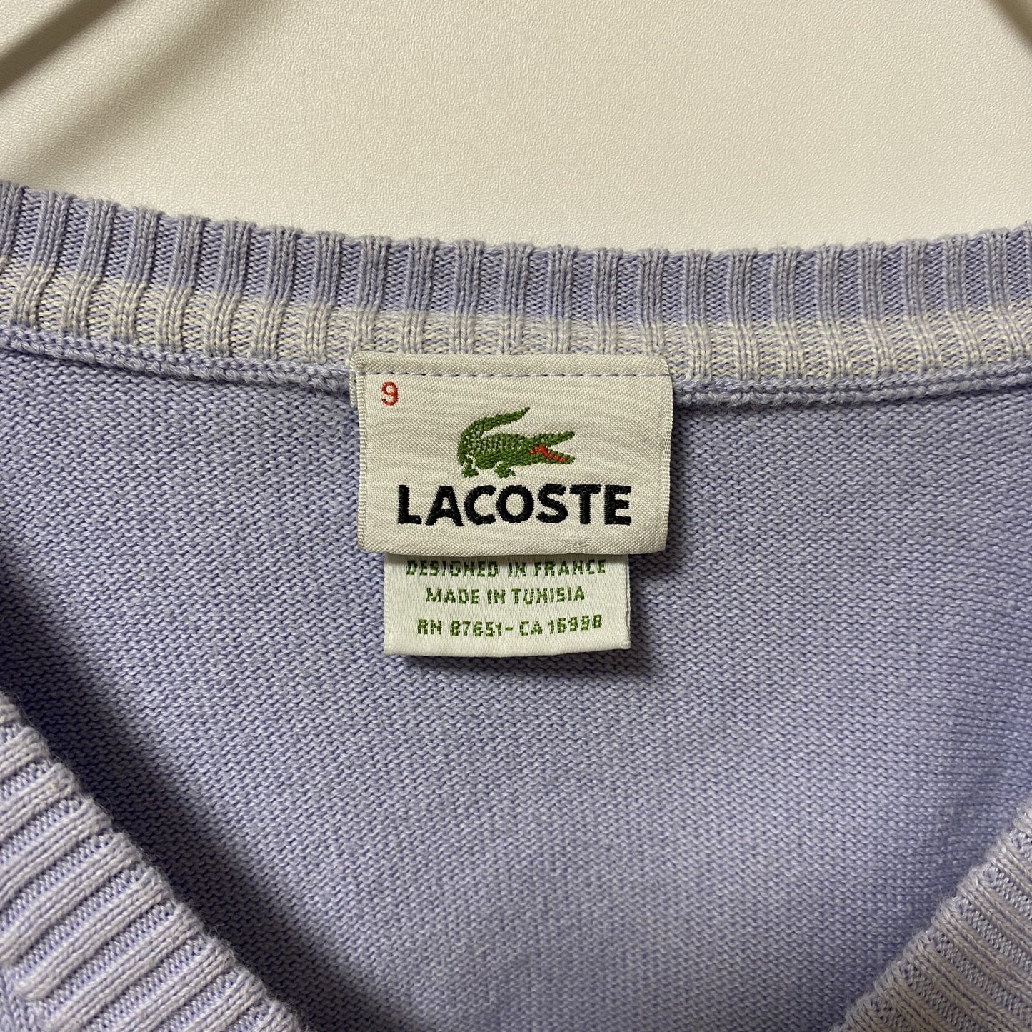 LACOSTE ラコステ　長袖Vネックニット　セーター　ワンポイントロゴ刺繍　オーバーサイズ　XXLサイズ