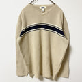 古着 used　OLD NAVY　オールドネイビー　長袖Vネックニット　セーター　ライン　ベージュ　オーバーサイズ　XLサイズ