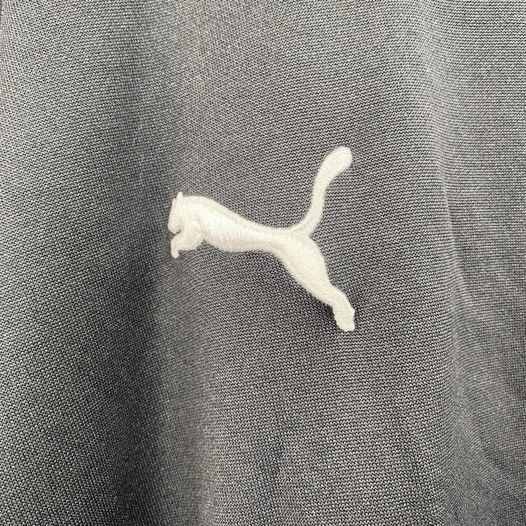 古着 used　PUMA　プーマ　長袖トラックジャケット　フルジップ　ジャージ　ワンポイントロゴ刺繍　黒　ブラック　Lサイズ