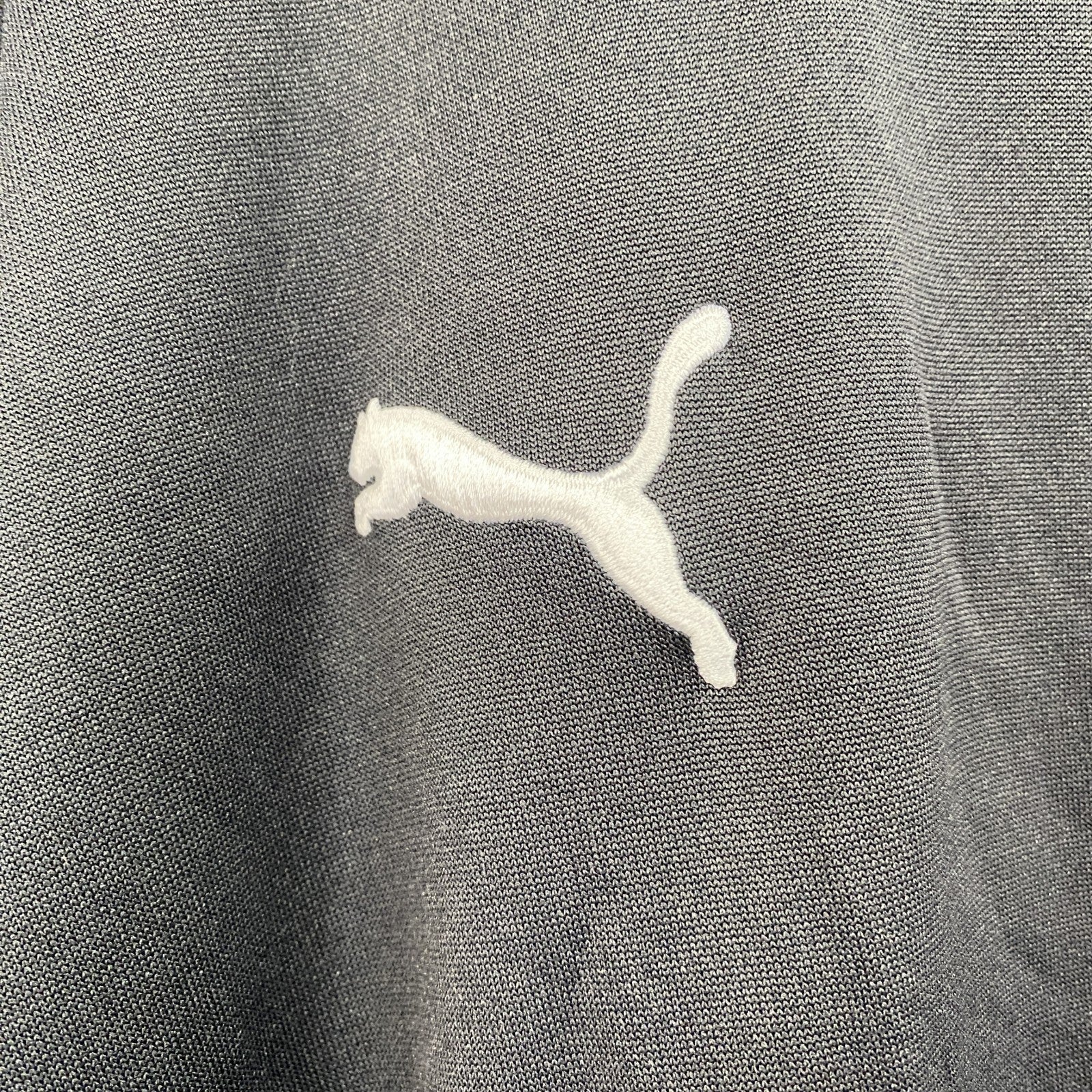 古着 used　PUMA　プーマ　長袖トラックジャケット　フルジップ　ジャージ　ワンポイントロゴ刺繍　黒　ブラック　Lサイズ