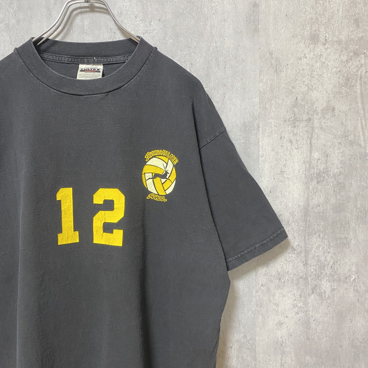 古着 used　TULTEX　半袖プリントTシャツ　黒　バックプリント　背番号　レトロデザイン　クルーネック　ビッグシルエット