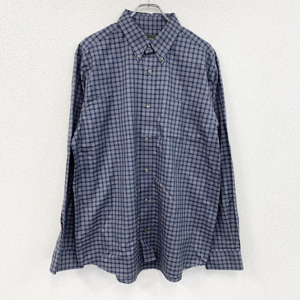 Eddie Bauer　エディーバウアー　長袖シャツ　ボタンダウンシャツ　チェック柄　青　ブルー　XLサイズ