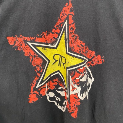 古着 used　THIS IS INSIDE　半袖両面プリントTシャツ　ROCKSTAR　星　エナジードリンク　黒　XLサイズ