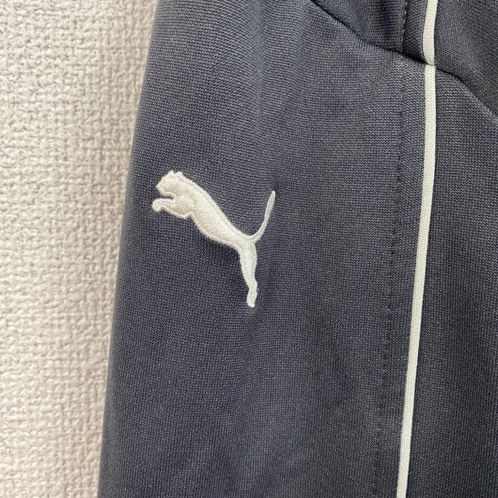 古着 used　PUMA　プーマ　長袖トラックジャケット　フルジップ　ジャージ　ワンポイントロゴ刺繍　黒　ブラック　Lサイズ