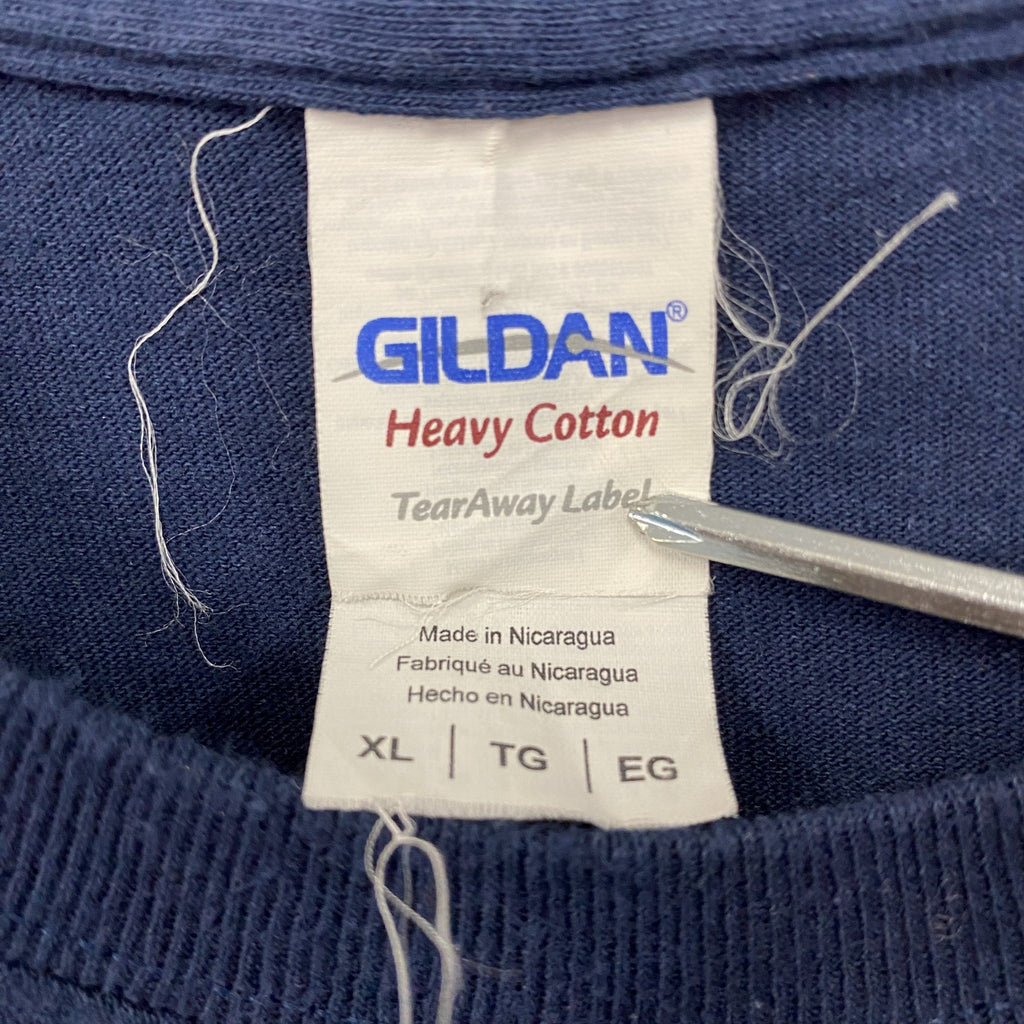 GILDAN　ギルダン　半袖Tシャツ　3連プリント　カレッジタイプ　紺　ネイビー　XLサイズ