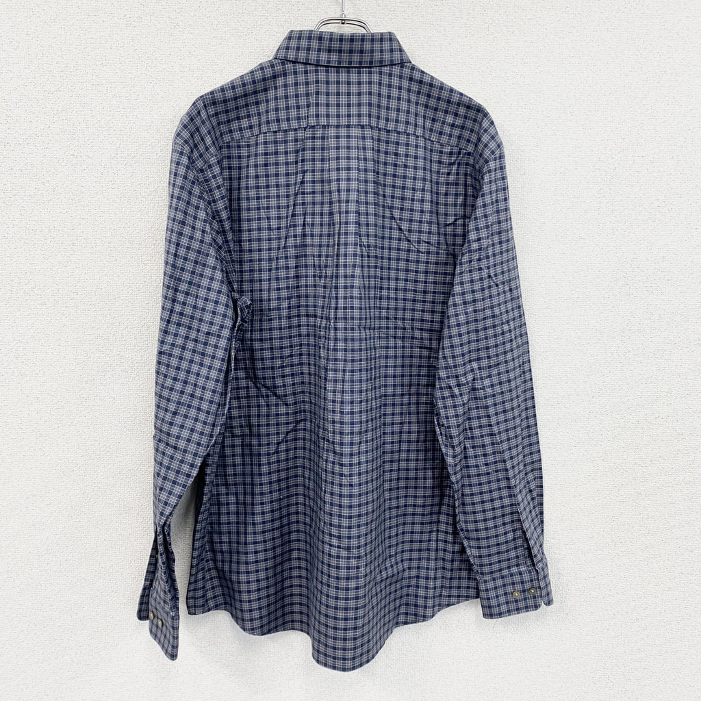 Eddie Bauer　エディーバウアー　長袖シャツ　ボタンダウンシャツ　チェック柄　青　ブルー　XLサイズ
