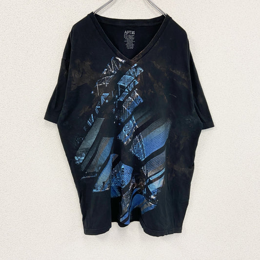 APT.9　半袖プリントTシャツ　黒　ブラック　2XLサイズ