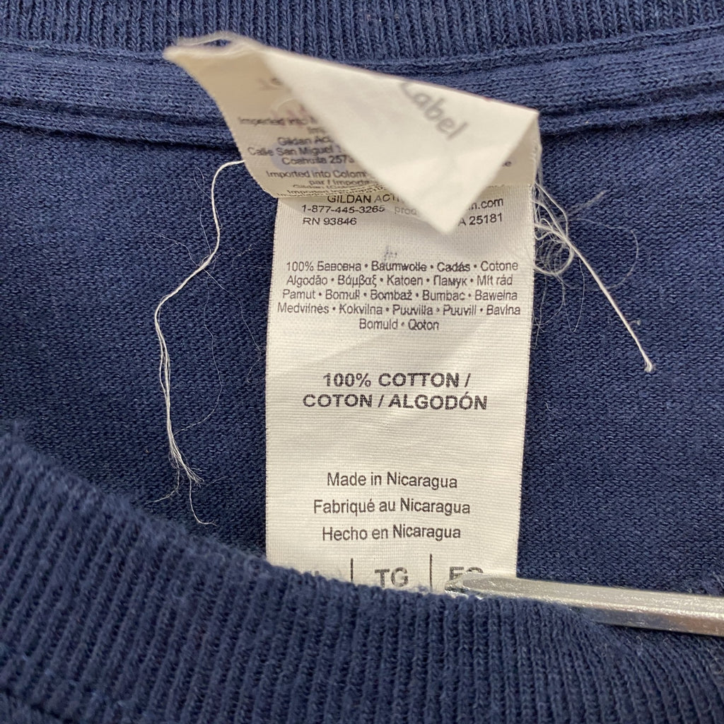 GILDAN　ギルダン　半袖Tシャツ　3連プリント　カレッジタイプ　紺　ネイビー　XLサイズ
