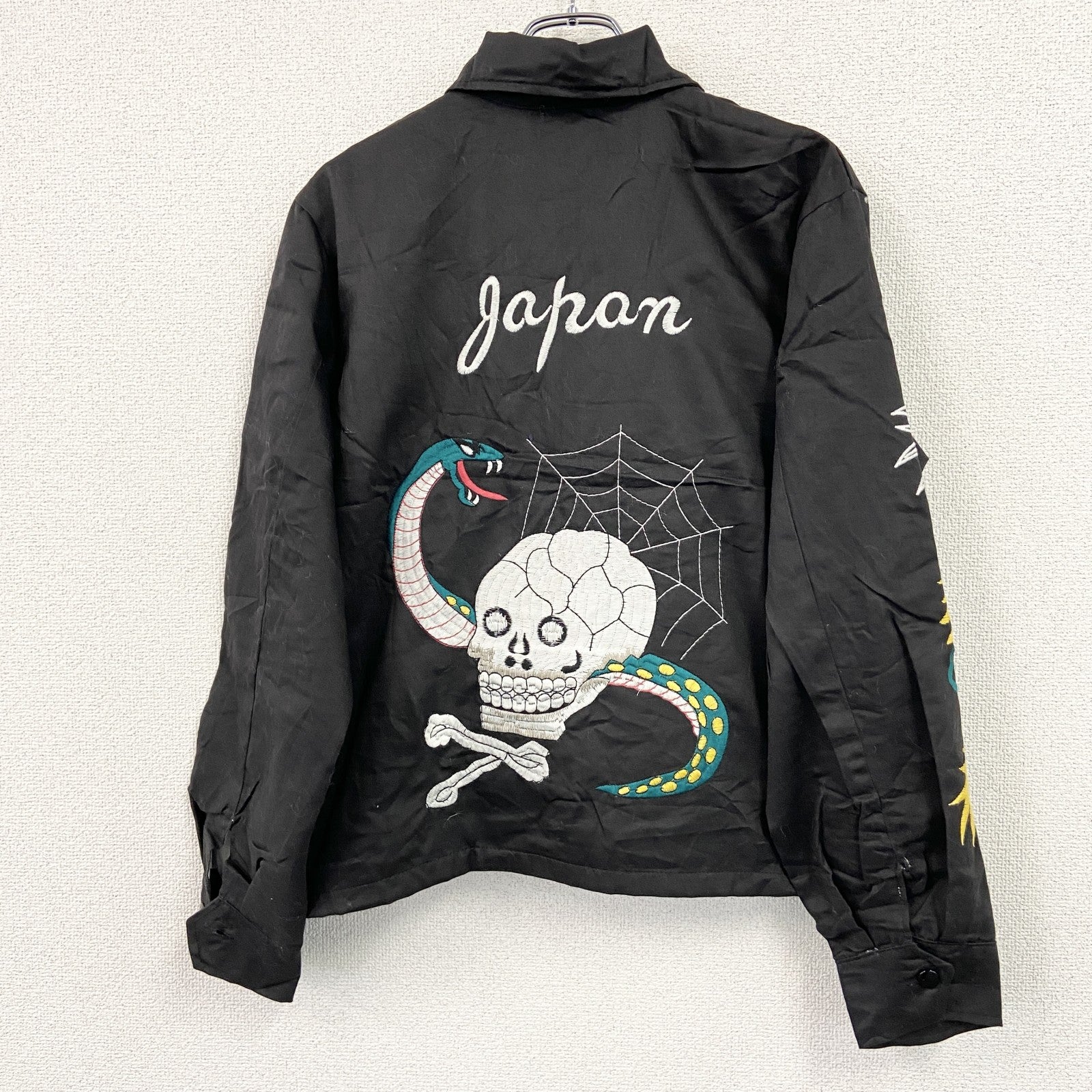 ベトジャン　ベトナムジャケット　スーベニアジャケット　ブルゾン　レプリカ　リメイク　刺繍　黒　ブラック　XXLサイズ