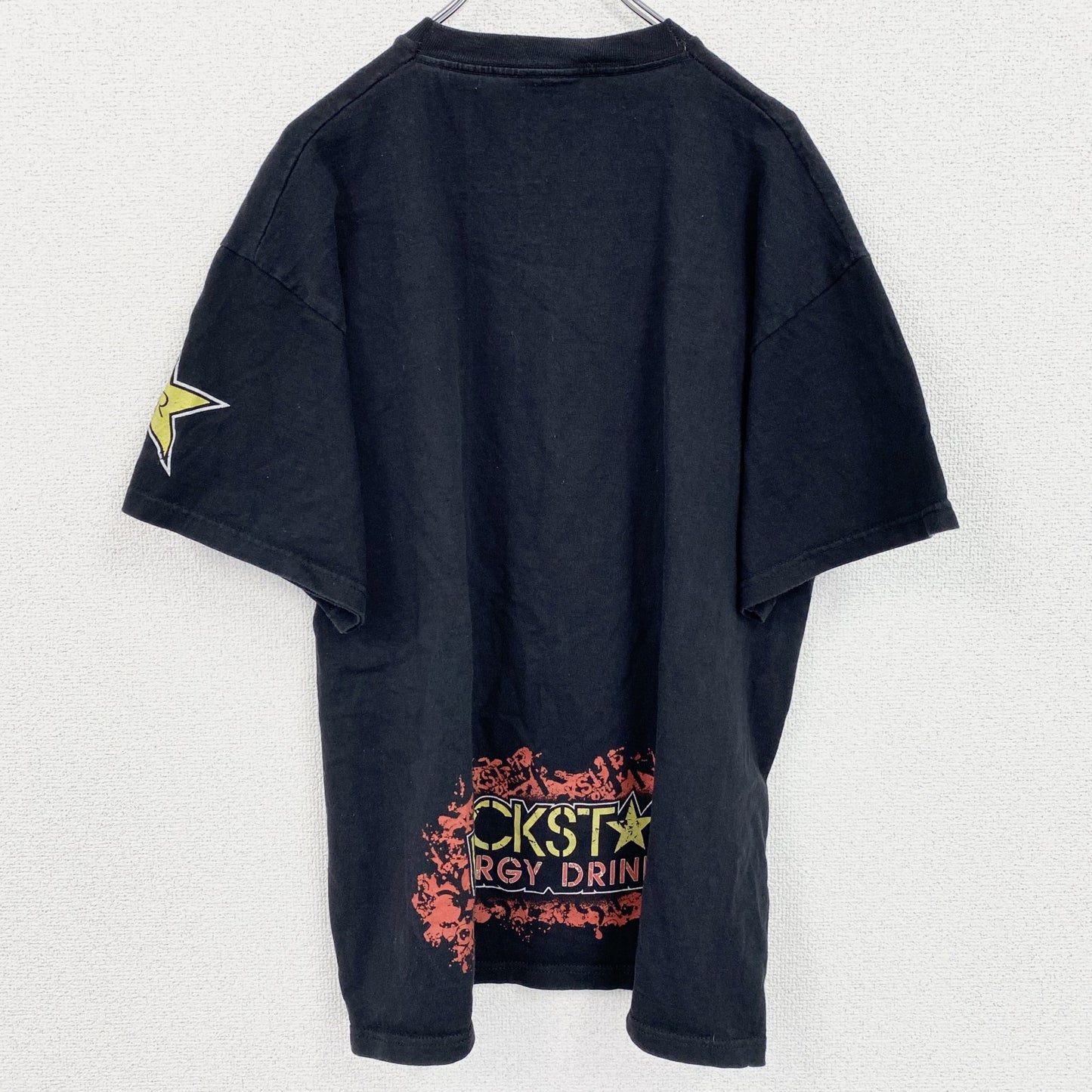 古着 used　THIS IS INSIDE　半袖両面プリントTシャツ　ROCKSTAR　星　エナジードリンク　黒　XLサイズ
